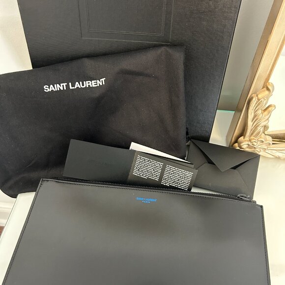 YSL Black Smooth Leather Large Zipped Document Holder/Portfolio - Picture 4 of 4